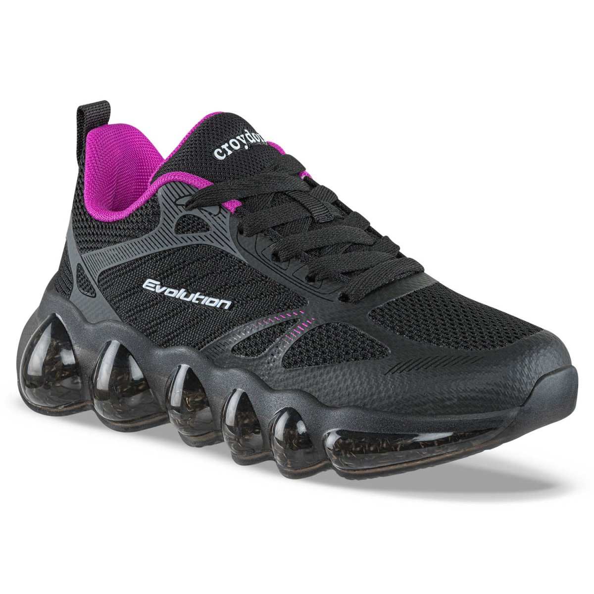 Tenis Running Sitalo Negro-Fucsia Croydon para Niña