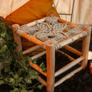 Macrame Wooden Stool