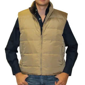 Chaleco Doble Vista De Pluma De Ganso Resistol Choco/Beige