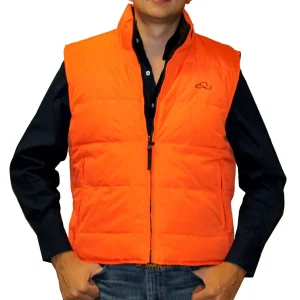 Chaleco Doble Vista De Pluma De Ganso Resistol Choco/Naranja