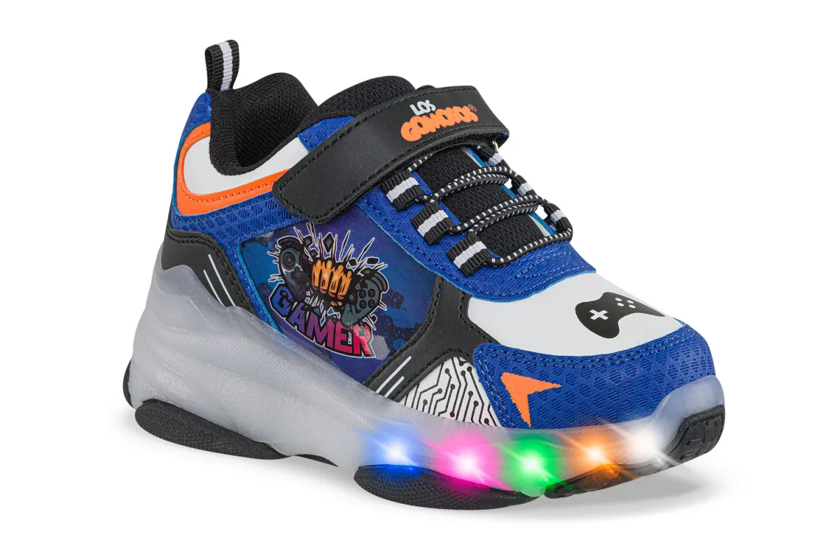 Tenis Patines Luces Tordo Negro-Azul Los Gomosos para Niño - Imagen 2