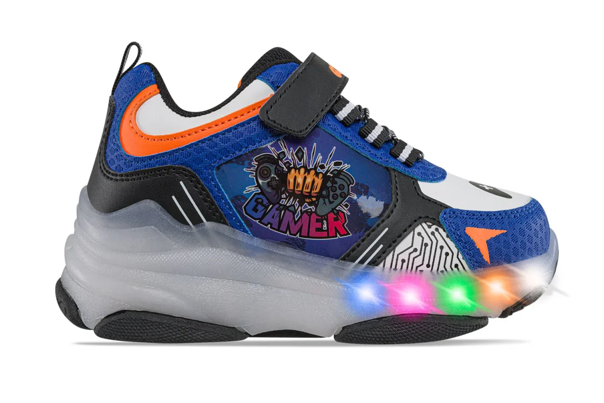 Tenis Patines Luces Tordo Negro-Azul Los Gomosos para Niño - Imagen 3