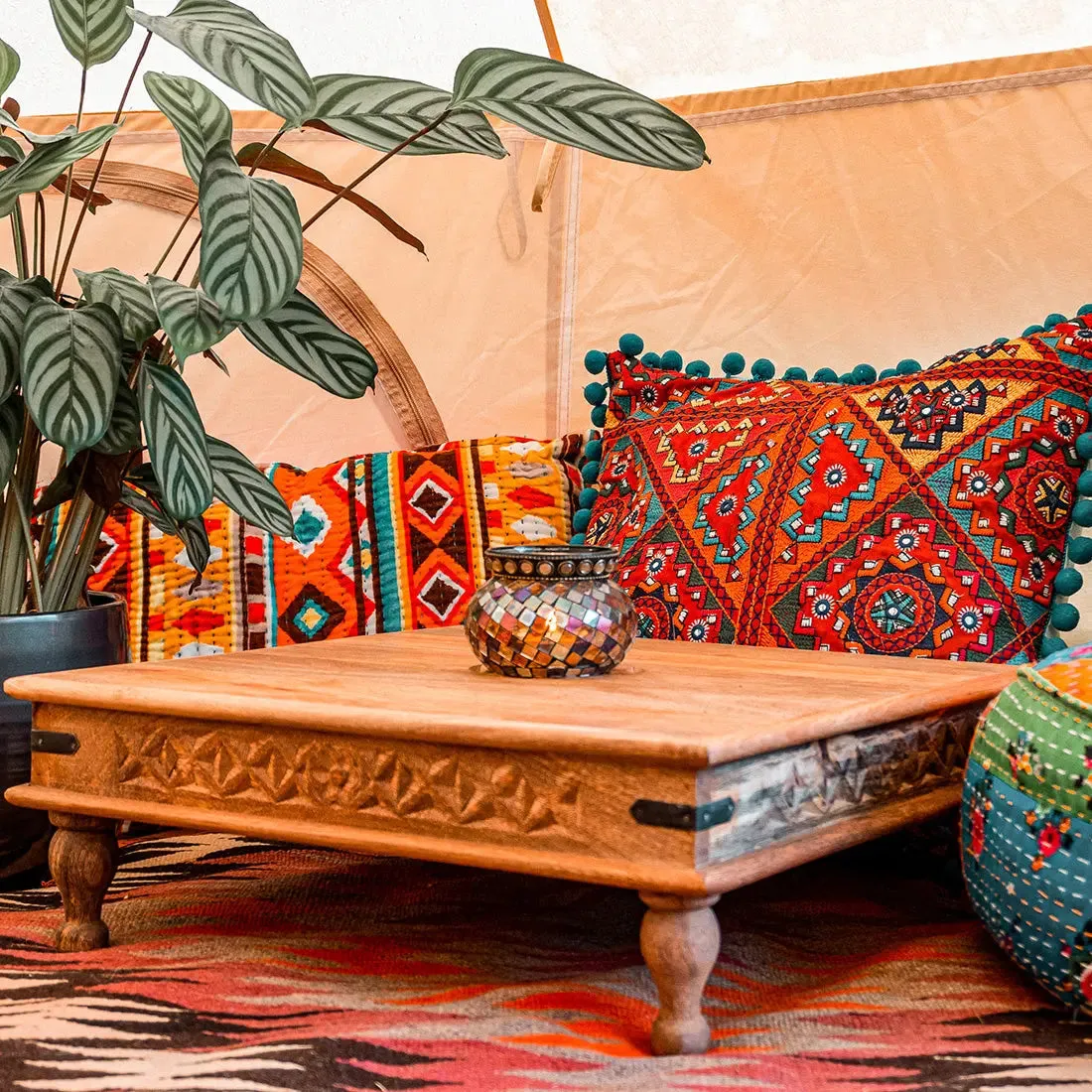 Hand Painted Square Bajot Table - Imagen 4