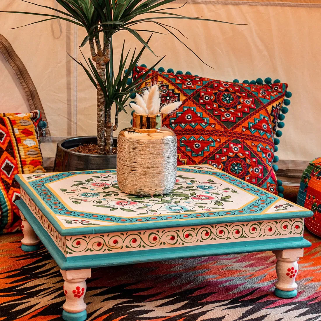 Hand Painted Square Bajot Table