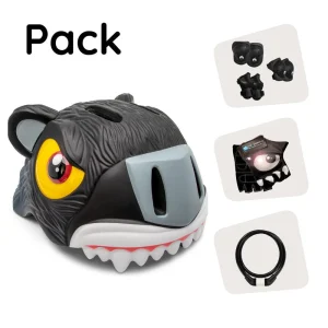 Pack: casco de bicicleta Black Panther, equipo de protección, candado y guantes de ciclismo para niños