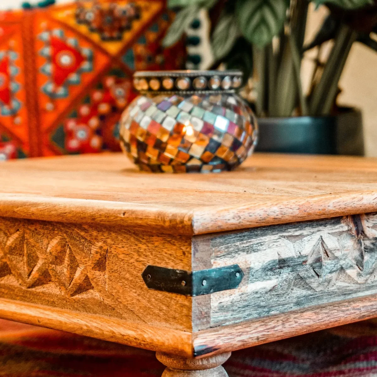 Hand Painted Square Bajot Table - Imagen 6